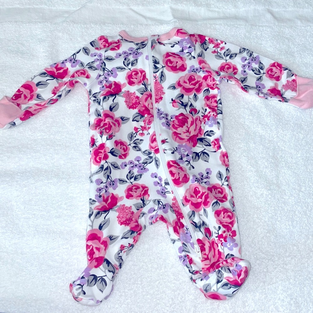 Floral print zippered onsie